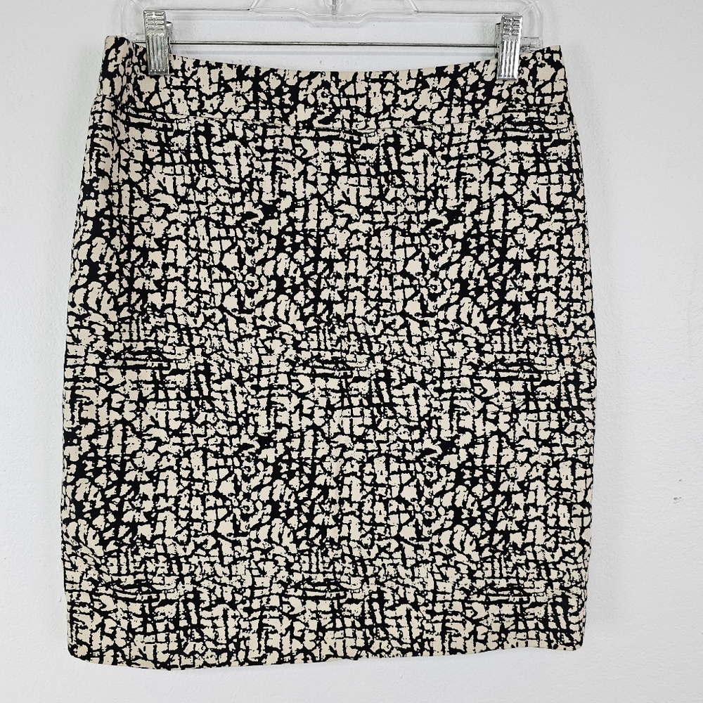 Career Skirt Straight Pencil Cotton Piped Trim Zipper By Valerie Bertinell Sz 8